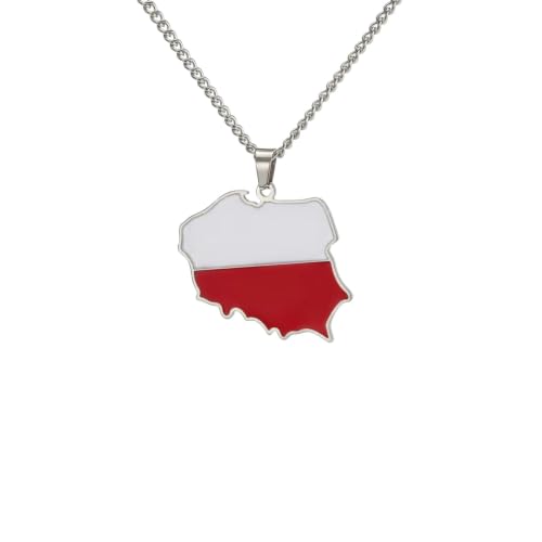 Collier carte Pologne en finition dorée et argentée aux détails ciselés