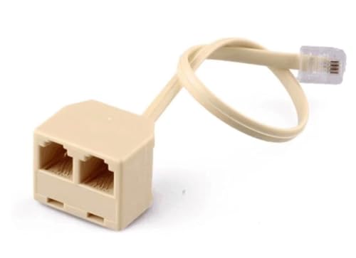 Rj11 6P4C 2 Way Outlet Telephone Jack Line Splitter Adapter Beige Durable design