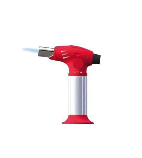 DISPAU Soplete De Cocina, Profesional Antorcha Butano Encendedor, Mini Culinario Soplete con Cerradura de Seguridad & Llama Ajustable para barbacóa Brulée Crema Cámping (1 SOPLETE)