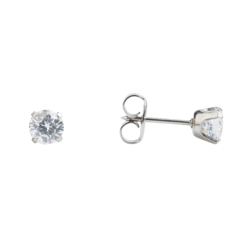 STUDEX Sensitive Cubic Zirconia Stud Earrings 5mm | Hypoallergenic and Nickel Safe for Sensitive Ears | Surgical Stainless Steel Posts | High Fashion Earrings for Women and Men