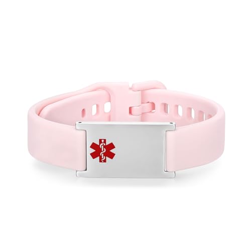 Image of LinnaLove Medical Alert ID Bracelet - Adjustable Silicone Band, Custom or Pre-Engraved Options, QR Code Available
