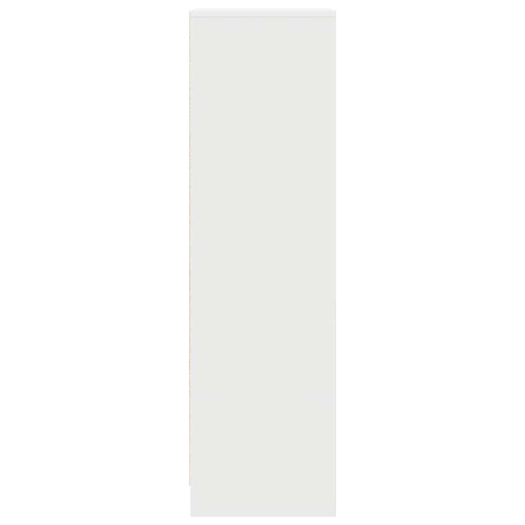 Aparador alto blanco de madera con espacio de almacenamiento práctico como armario auxiliar decorativo para el hogar