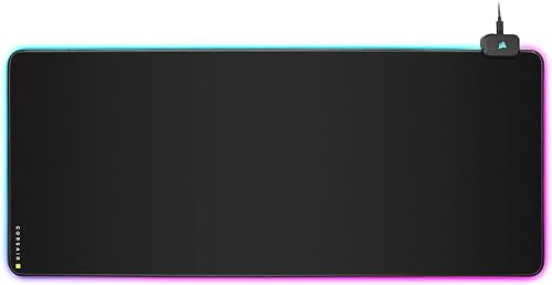 Corsair MM700 RGB Extended Cloth Gaming Mouse Pad - 36.6' x 15.8' - 360° RGB Lighting - Two USB Port Hub - Thick Rubber - Black (Renewed)