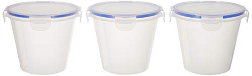 Amazon Brand – Solimo Plastic Kitchen Storage Container Set, 1 Litre, 3-Pieces, Blue