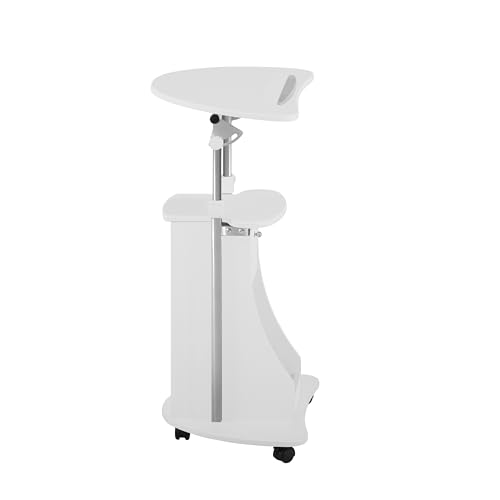 Adjustable Height Rolling Laptop Cart with Storage, Sit to Stand Desk with Wheels, Podium Stand or Medical Cart, White by Techni Mobili - Image 7