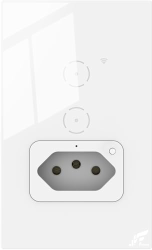 Interruptor Wifi Inteligente 2 Botao Touch C/Tomada Alexa Branco ...