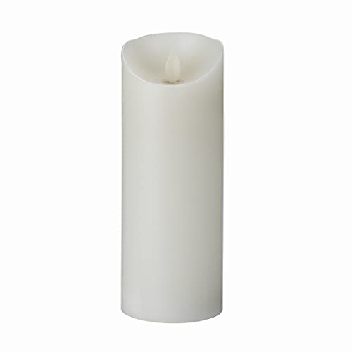Image of Fire Tek 3 x 8 Inch Flameless Pillar Candle, 1 Programable LED Pillar Candle - Dancing Flame, For Home, Weddings, And Parties, White Real Wax Battery Pillar Candle, Remote Sold Separately,
