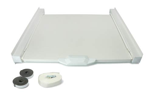 SKL Kit Lavatrice Asciugatrice Universale, Bianco, 60x60cm, Acciaio Inossidabile, Elettrico, Ripiano Scorrevole