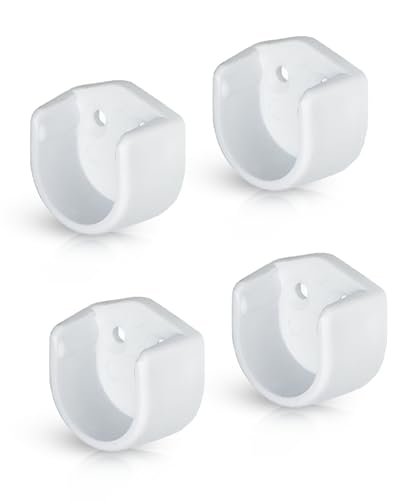 Gedotec Schrankrohr-Aufhänger Schrankrohrlager rund für Kleiderstangen Ø 18 mm | Rundrohr-Halter für Schrankrohr-Stange | Kunststoff weiß | 4 Stück - Schrankstangen-Halterungen für die Wand-Montage