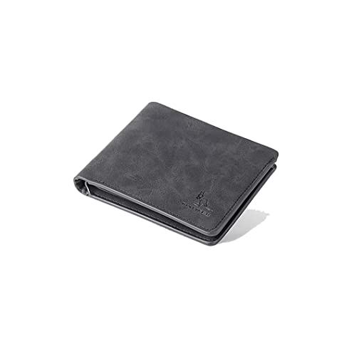 Cartera plegable de piel sintética, cartera para hombre, billetera delgada, cartera plegable para hombre, cartera multitarjeta, cartera con textura esmerilada, color negro, vida
