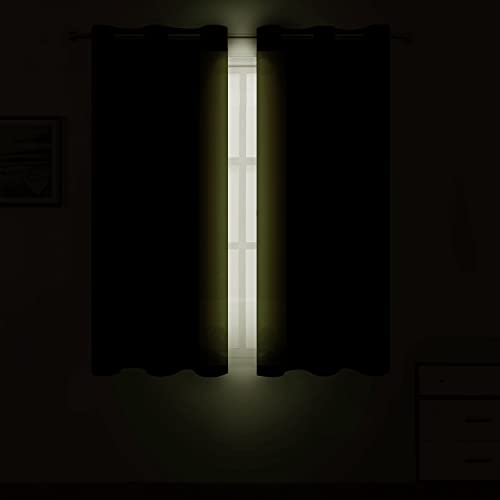 Image of LEMOMO Oilve Green Blackout Curtains 38 x 54 Inch Length /Set of 2 Curtain Panels /Thermal Insulated Room Darkening Blackout Curtains