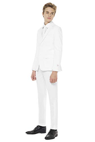 Opposuits Teen Boys White Knight Solid Color Suit - Prom And Wedding Party Outfit - Including Blazer, Pants And Tie - White - Size 10 Years #TOP1