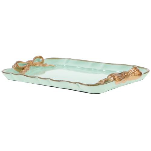 MALUGOGO Bandeja de resina para servir mesa, color verde claro, bandeja decorativa para aperitivos, superficie lisa, multiusos, taza de té, postre, centro de mesa para el hogar y el hotel