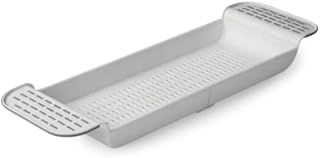 Blue Canyon Extendable Over Bath Rack| Durable Plastic Shower Caddy| Convenient Bathroom Storage for All Your Bath Time Products Including Soaps, Sponges, Bath Bombs & Glasses of Bubbly| (White)