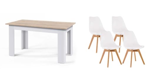 IBERA HOME Pack Mesa de Comedor/Cocina 138x80 cm + 4 Sillas Estil...