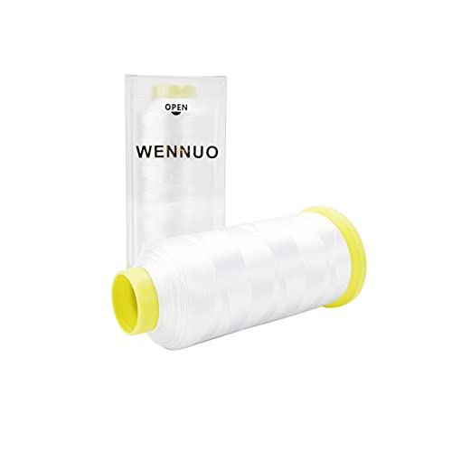Wennuo White Embroidery Machine Thread Polyester Large Thread Spool Kit 5500 Yard (5000M) For Sewing And Embroidery Machine,108D/2 (1White) #TOP3