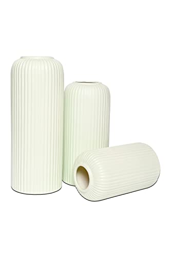 Image of KREATIVE ART'S Green Flower Vase for Home Decoration, Ceramic Vases for Home Decor, Home Decor Items for Living Room, (Light Green Vases -Set of 3 pcs)