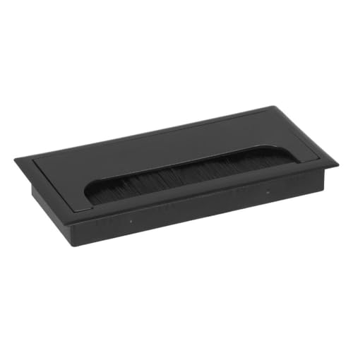 Ohulelks Caja de Roscar para Escritorio de Oficina de 80 X 160 cm, Tapa para Orificio de Alambre para Mesa de Computadora, Tapa para Cepillo Cuadrado, Color Negro, 80 X 160