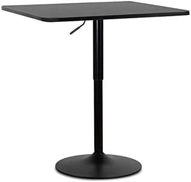 MoNiBloom Bar Table Square Cocktail Table, 31.5 Inch Adjustable-Heigh Pub Table Sturdy Base Bistro Table for Dining Room Home Kitchen Patio Bistro, Black