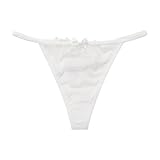 AAIXXIZAO Braguitas Calzoncillos Bragas Sexis para Mujer Tangas De Bikini De Malla Suave Transparente Tangas con Cordón De Encaje para Mujer Espalda En T Sexual M Blanco