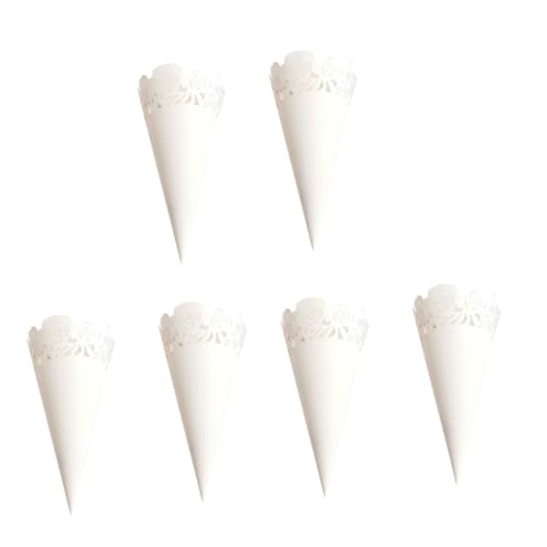 Cônes blancs pour bouquet DIY et lancers de table en papier dentelle laser SHINEOFI