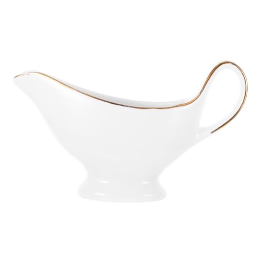 STOBAZA Keramik Sauciere mit Goldrand Servierkanne für Soßen und...