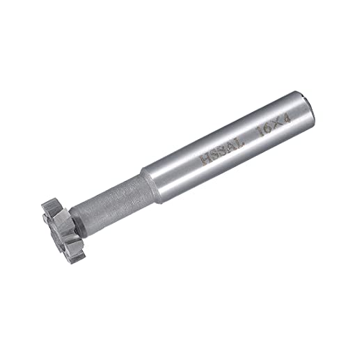 Image of uxcell HSSAL T Slot End Mill Milling Cutter 6 Flutes 16mm Cutting Dia 4mm Depth