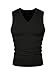 OYOANGLE Men's V Neck Tank Top Slim Fitted Workout Gym Sleeveless Muscle Shirts Summer Undershirts Black Small