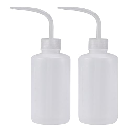 INOOMP 2pcs White 250ml Curved Neck Squeeze Bottles with Narrow Spout for Precise Liquid Dispensing Lab Wash Bottles for Cleaning and Plant Watering for Industrial and Scientific Use