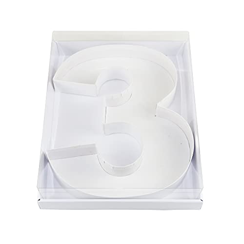 WENPACK 30.5cm Fillable Cardboard Number Shaped Box Clear Cover Sweets Charcuterie Grazing Packaging (3), Medium - Image 2