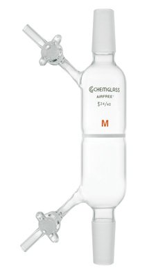 Chemglass AF-0546-07 Series AF-0546 Filter Tube, Airfree, Schlenk, 2 mm Glass Stopcock, 40 mm OD Coarse Frit, 24/40 Inner Joint