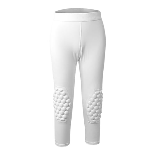 Hotfiary Youth Boys 3/4 Compression Pants with Knee & Taibone Pads Basketball Tights Football Soccer Leggings Sports Capri
