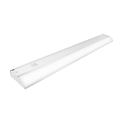 Enbrighten 24 Inch LED Under Cabinet Light Fixture, Direct Wire, In-Wall Dimmer Compatible, 769 Lumens, 3000K Soft White, Steel Housing, White Finish, 38979