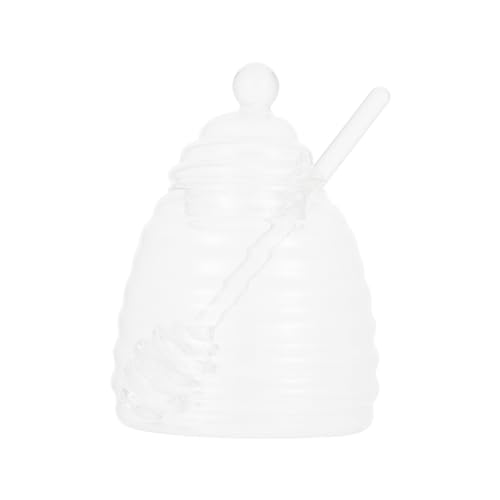 CIYODO Glass Honey Jar Lids Honey Pot Decor for Wedding Spoon Home Syrup Dispenser
