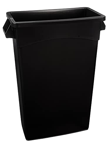 Amazon Basics Rectangular Commercial Slim Trash Can for Kitchen, Office, 23 Gallons, Garbage Can, Black, Pack of 1,