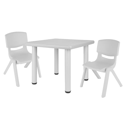 Bieco table pour enfant avec 2 chaises - Intérieur et extérieur - Empilable et anti-basculement - Table de bricolage et peinture