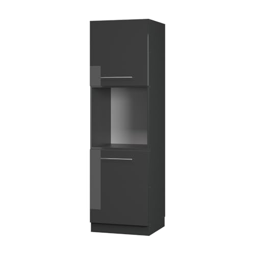 Vicco Herdumbauschrank Fame-Line, Anthrazit Hochglanz, 60 cm offen