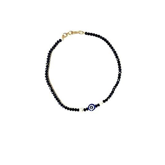 MAHEK PEARLS Black Shiny Crystal Beads & Evil Eye Anklet For Womens and Girls (single piece) size adjustable Nazariya, black anklets for women, anklets for women stylish (7) (B0BG2HDXNR) Amazon Price History, Amazon Price Tracker