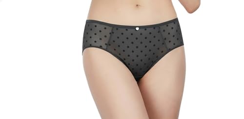 AVET Braga Midi de Mujer Modelo 32998, Negro con Topos, Tejido Semitransparente, 90% Poliamida 10% Lycra (FR/ES, Letras, XL, Regular, Regular)