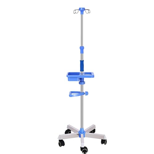 Potence pour perfusion portable et pliable avec 4 crochets et support palette carrée