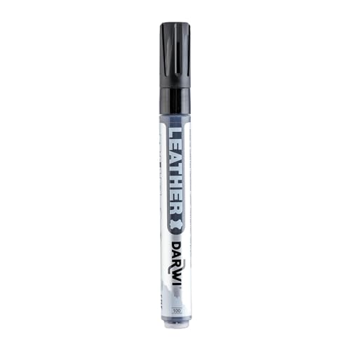 Darwi - DA0420013100C - Pennarello per pelle - Colore Nero - Punta 2 MM - 6 ML LEATHER - Vernice per pelle morbida - Tempo libero creativo - Attività manuale - Fai da te