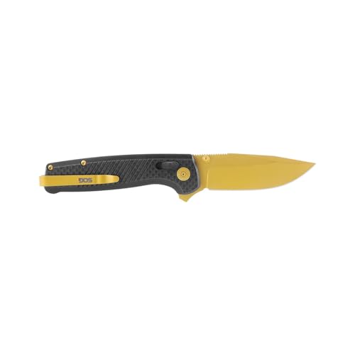 SOG Terminus XR LTE Lightweight Everyday Carry Folding Knives with Pocket Clip| Cryo CPM S35VN Steel | XR Locking Mechanism, Carbon/Gold by SOG - Image 4