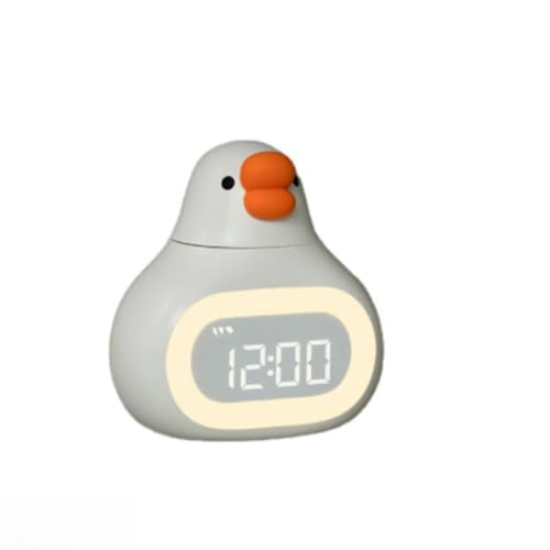 KuBen目覚まし時計 ベッドサイドランプ 夜の光 無段階調光 楽しい小さな贈り物 子ども部屋 常夜灯 寝る時用 読書灯 子供 暖色 可愛い ガチョウ 授乳ライト TYPE-C充電 1500mAh大容量 ナイトライト (ホワイト)