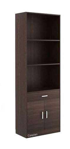Image of CASPIAN Wooden Cabinet (Rainforest Dark) | Multipurpose Engineered Wood Pre-Assembled Furniture | for Home, Living Room, Kitchen, Indoor, Outdoor Use | Open Book Shelf with 7 Compartments