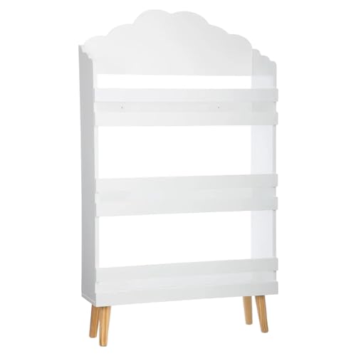 TIENDA EURASIA - Librería Infantil de Madera | Estantería de 3 Baldas Infantil | Diseño Nórdico | Color Blanco y Patas de Madera | Medida 58 x 18 x 100 cm