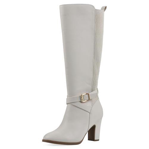 WHITE MOUNTAIN Women's Teals Block Heeled Dress Tailored Tall Shaft Boot