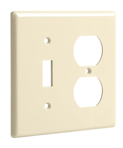 Bates- 2-Gang Combination Wall Plate, 4.88"x 4.92"/Mid-Size, Light Almond, Toggle