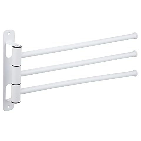 SOSmart24 Pure White Towel Rail 3-Arm Metal - White Matt - Nordic Minimalism - Towel Rail 3 Arms Towel Hook Bathroom Cover