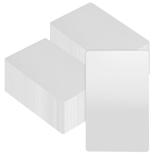 CHUENKUK 200 Stück Aluminium Visitenkarten, 86 x 54 x 0,21mm Silber Metall Visitenkarten Rohlinge, Metall Karten für Business, Marketing, Networking