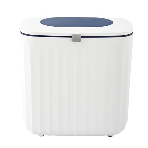 Image of Kuber Industries Plastic 8L Hanging Kitchen Trash Can With Lid | Wall Mounted Dustbin For Bathroom | Kitchen Cabinet Door Hanging Storage Bucket | Garbage Bin for Toilet